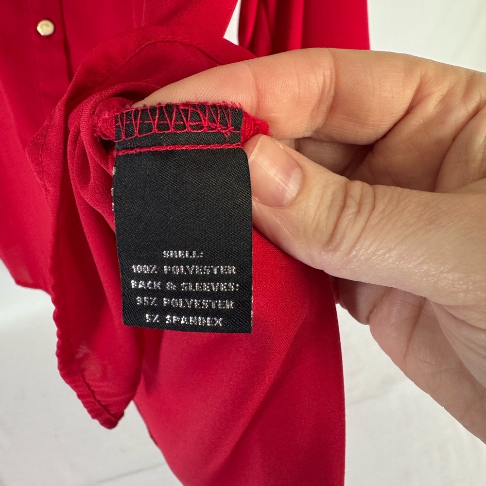 Slim Factor By Investments Button Front Top - Red - 3X - Picture 4 of 8